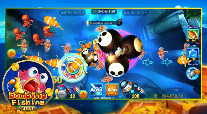 vip777 Fish Game arcade shooting table with colourful underwater theme